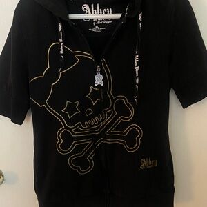 Abbey Dawn Black and Gold Skull Hoodie